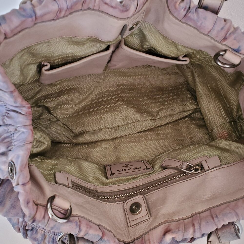 Prada purse Gaufre Leather pink gray purple ivory beige Blue crossbody hobo bag - Picture 6 of 12
